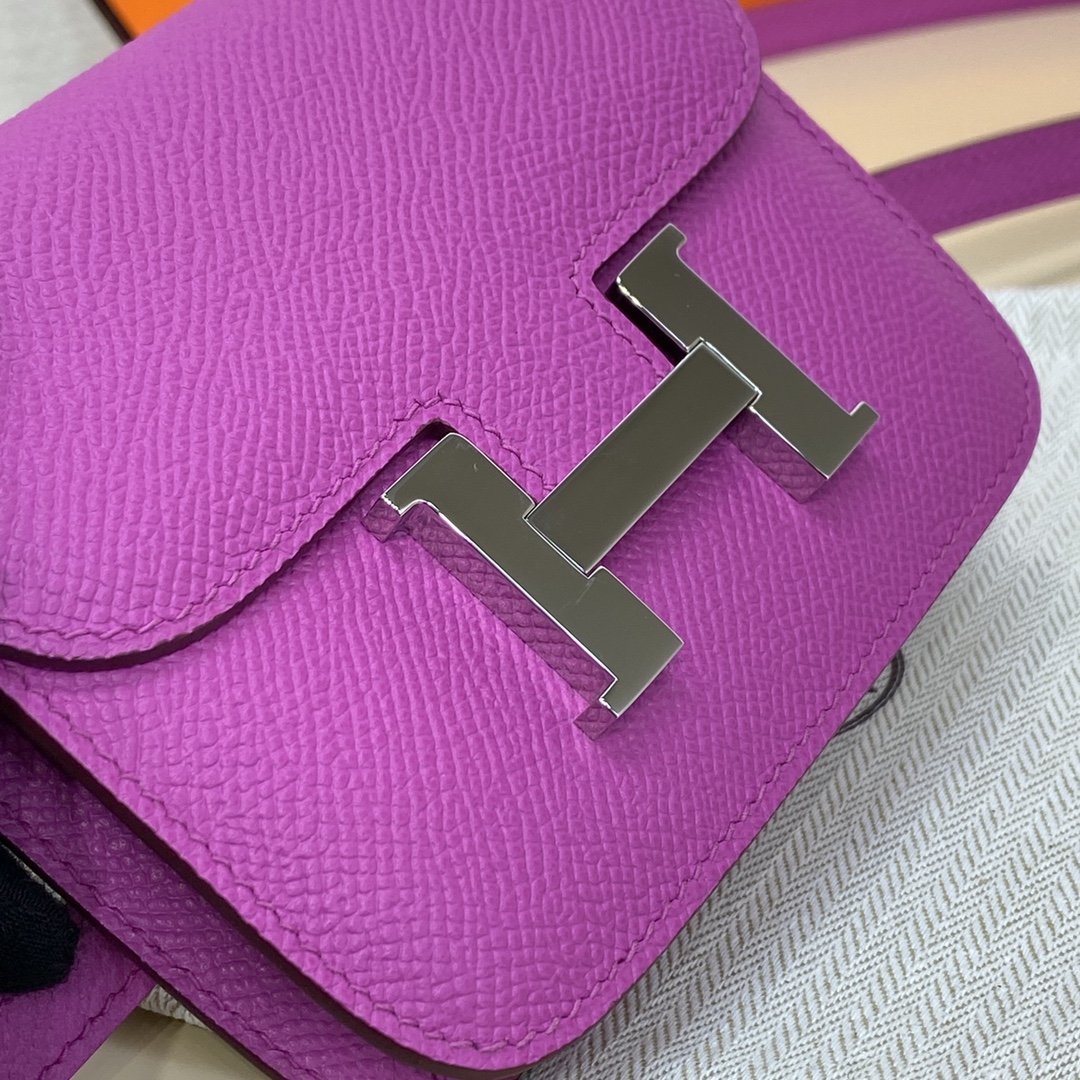 Hermes Constance Slim Wallet Belt Bag In Anemone Epsom Leather